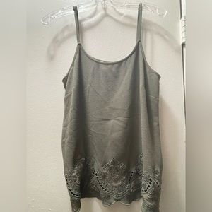 Woven embroidered tank.